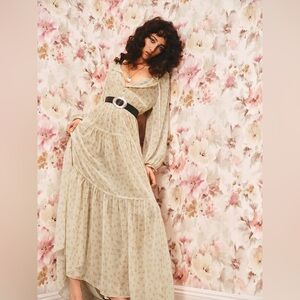 Reformation Pale Yellow Floral Maxi Dress
